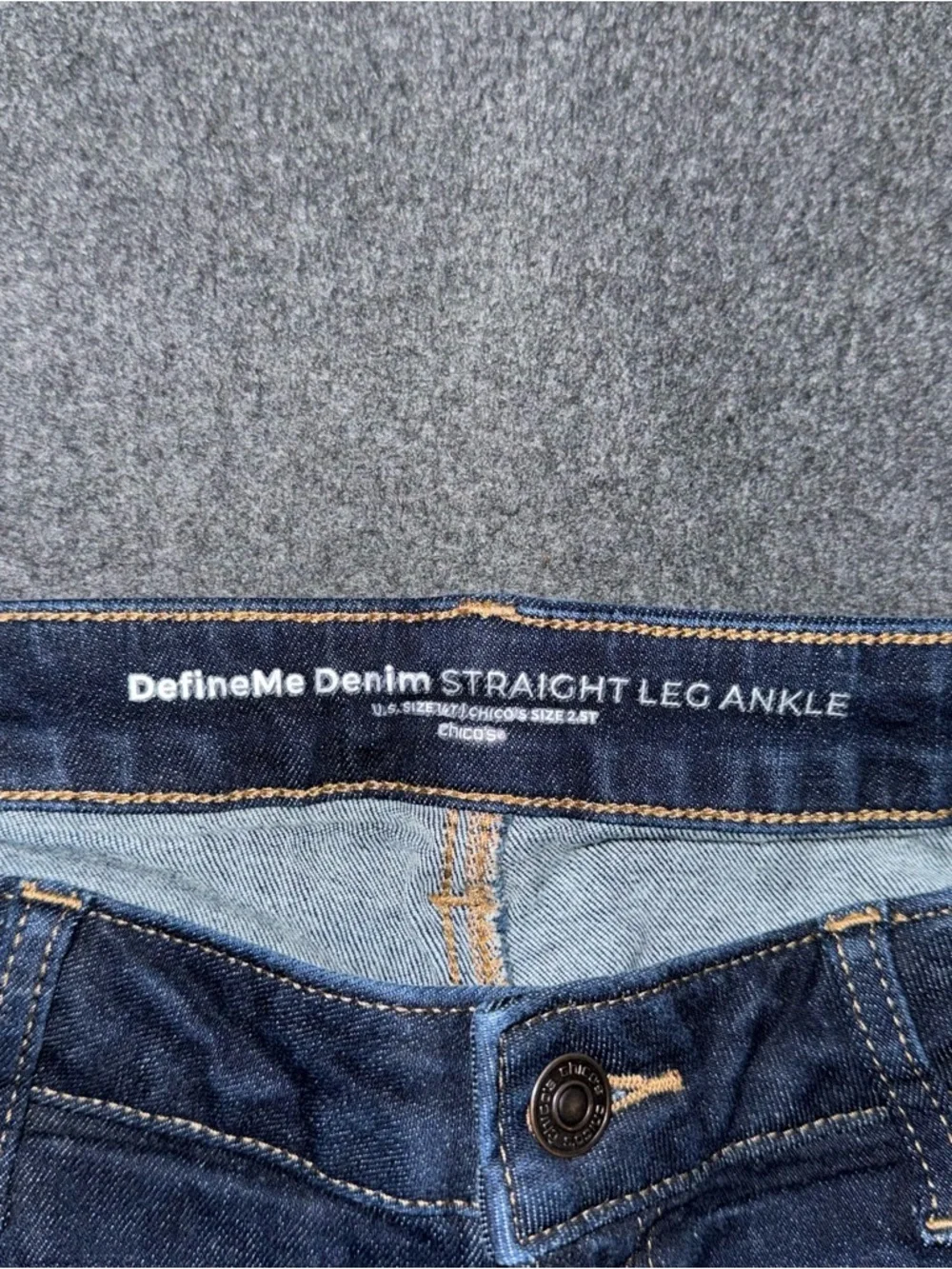Chicos DefineMe Denim Straight Leg Ankle Jeans Dark Wash Women’s 14 TALL / 2.5 T - Picture 5 of 7